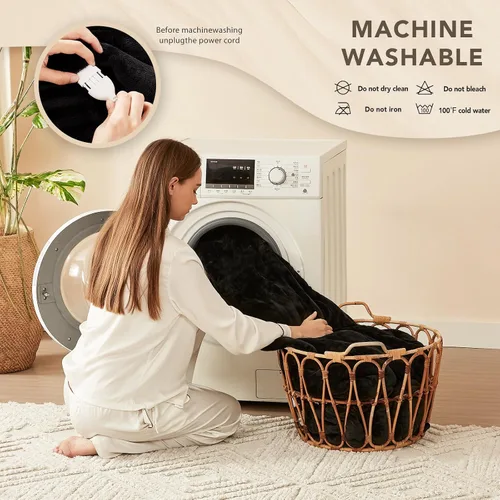 Miniatura 7 de Homemate Manta Eléctrica con Calefacción Twin Individual - 62"x84" Mantas de Cama con Calefacción Throw con 10 Niveles de Calefacción, 8 Horas