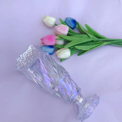 Miniatura 4 de Florero de cristal de 2.4 libras 9.5 pulgadas, estilo bohemio, para centros de mesa, boda, decoración del hogar florero de cristal (brillante)