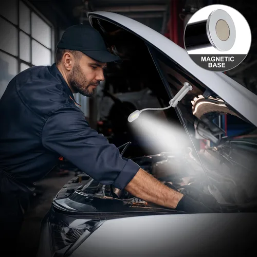 Miniatura 4 de Luces LED para parrilla de asador con base magnética, muy brillantes, cuello de ganso flexible de 360 grados, resistente a la intemperie, Plateado