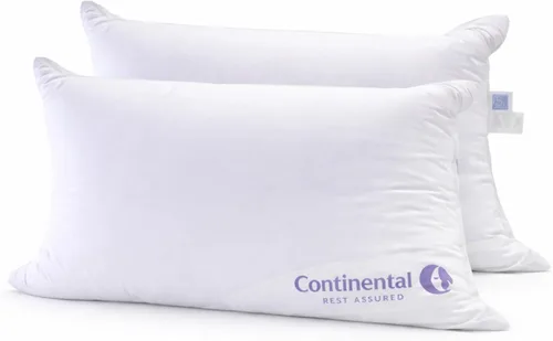 Continental Bedding Almohada de plumas de doble cámara estilo hotel de 300 hilos de algodón para dormir laterales y de espalda, tamaño King, paquete