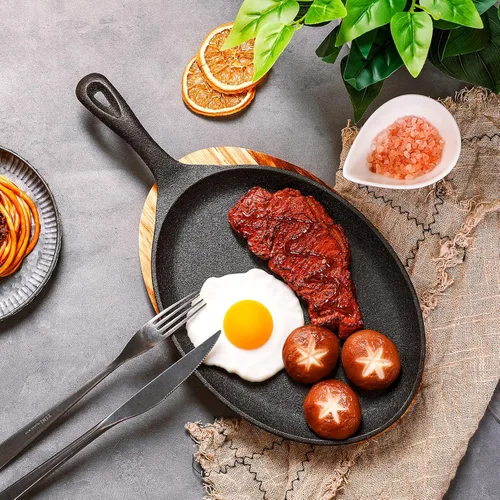 Miniatura 4 de Lallisa 2 juegos de juego de platos de fajita de hierro fundido Juego de platos de fajita con bandeja de madera Protección contra quemaduras Guantes