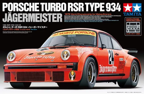 Miniatura 7 de Tamiya Porsche Vehicle 300024328 934 Jaegermeister - Kit de modelos de coche 1:24, naranja