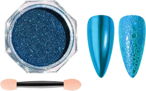 Miniatura 4 de Polvo de uñas cromado azul turquesa esmaltado efecto espejo metálico holográfico brillo polvo manicura arte pigmento accesorios para uñas de gel