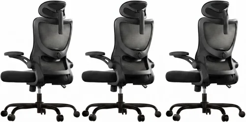 Miniatura 22 de Marsail - Silla ergonómica de oficina - Silla de escritorio con respaldo alto de malla y soporte lumbar ajustable, silla giratoria con ruedas