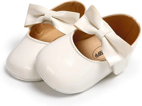 Miniatura 3 de Zapatos planos Mary Jane para bebés y niñas con moño, flores, suaves, recién nacidos, primeros pasos, zapatos de cuna, zapatos de vestir para bodas