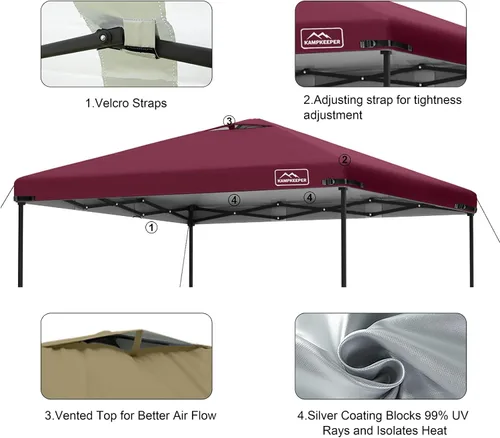 Miniatura 51 de KAMPKEEPER Cubierta de Repuesto Superior para Carpa Toldo Emergente con Ventilación de Aire y Correa Elástica Ajustable, Poliéster Resistente a Azul