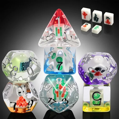 Miniatura 12 de Juego de dados de conejo DND, DNDND 7 dados poliédricos de resina con bolsa de terciopelo para juegos de rol D&D Dungeons and Dragons