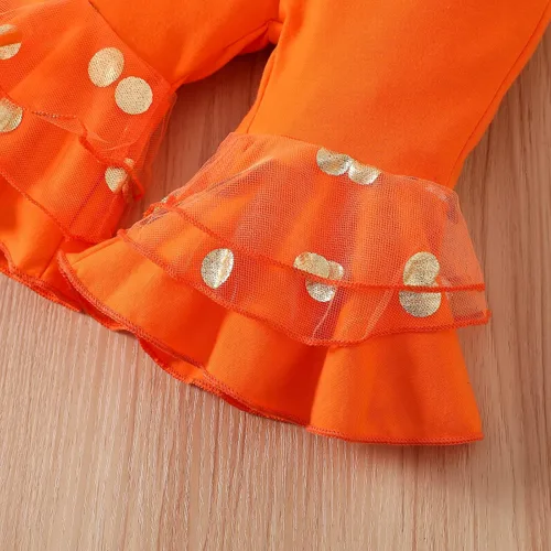 Miniatura 7 de Conjunto de ropa para bebé recién nacida para bebé malla de margarita retazos manga abombada pantalones acampanados diadema