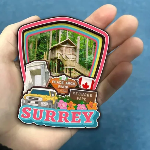 Miniatura 4 de Surrey British Columbia Canadá - Imán para nevera de madera 3D hecho a mano para viaje, ciudad recuerdos, nevera, regalo para decoración del hogar