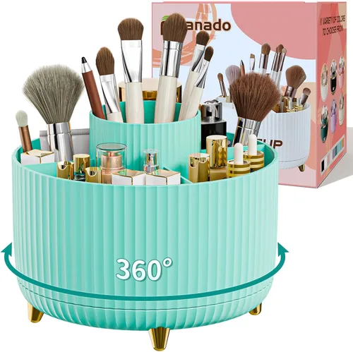 Miniatura 17 de fanado Organizador de brochas de maquillaje giratorio de 360°, organizadores de maquillaje para encimera, organización de maquillaje