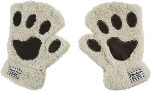Miniatura 20 de FakeFace Lindos guantes de felpa de piel sintética sin dedos para niñas y mujeres