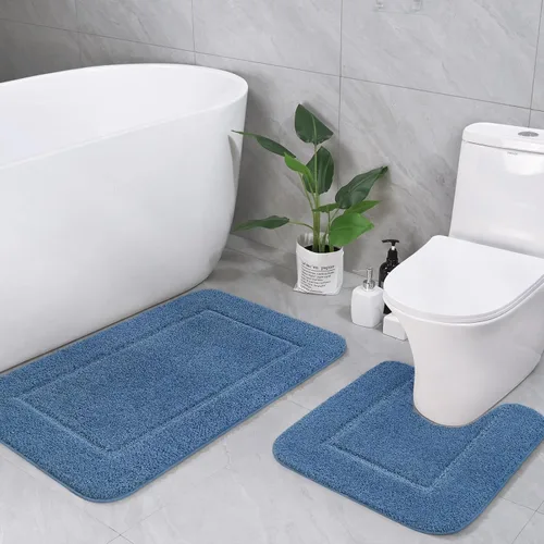 Miniatura 16 de LOCHAS Juego de Alfombras de Baño Beige, Juego de Alfombras de Baño Suaves de 2 Piezas, Tapete de Inodoro en Forma de U de 20x20 y Alfombras de Baño