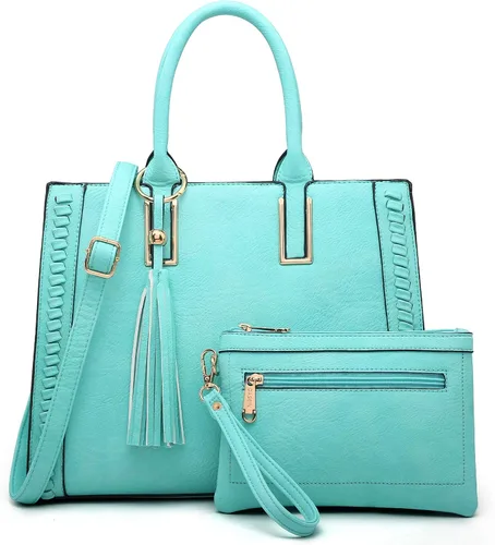 Dasein Bolsos de mano para mujer, bolso de hombro de cuero vegano, bolso de trabajo para mujer con bolso a juego, Marrón