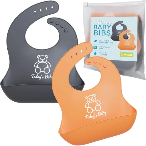 Miniatura 7 de Baberos de silicona para bebés con recogedor de alimentos, paquete de 2 baberos de silicona para niños o niñas, baberos unisex, baberos para niños