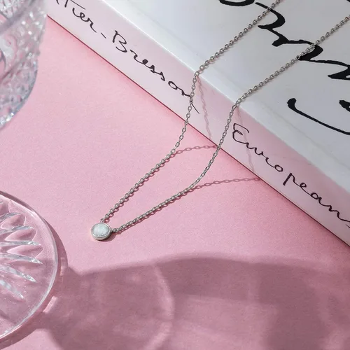 Miniatura 4 de PAVOI Collar de ópalo blanco creado chapado en oro de 14 quilates Collares de ópalo para mujer