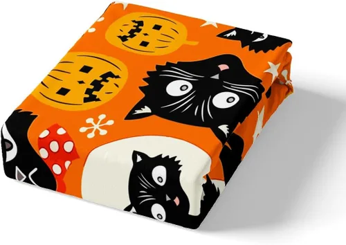 Miniatura 4 de Feelyou Funda de edredón de Halloween, tamaño individual, con 1 funda de almohada, decoración de Halloween, juego de ropa de cama con estampado