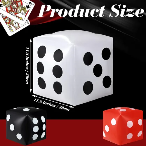 Miniatura 2 de Ceenna 6 dados inflables grandes de 11.8 pulgadas gigantes inflables gigantes de color rojo, blanco y negro, decoración de noche de juego