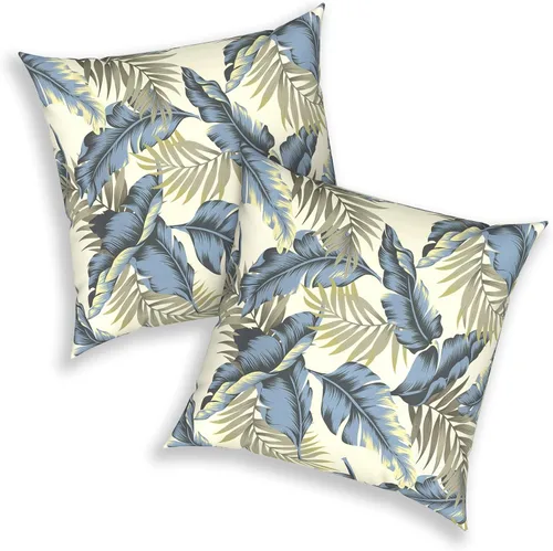 Miniatura 261 de Juego de 2 almohadas para exteriores de 16 x 16 pulgadas, repelentes al agua con interiores, para muebles de patio, hogar, jardín, geometría bohemia