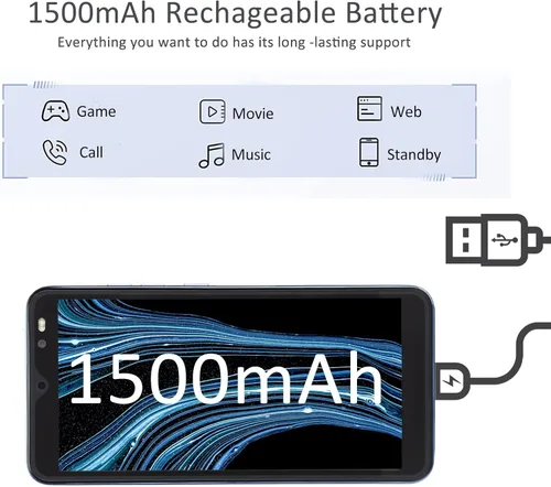 Miniatura 6 de Rino8 Pro - Teléfono inteligente Andriod desbloqueado, pantalla HD de 5.45 pulgadas, 512 MB+4 GB, doble SIM, 128 GB de almacenamiento expandible