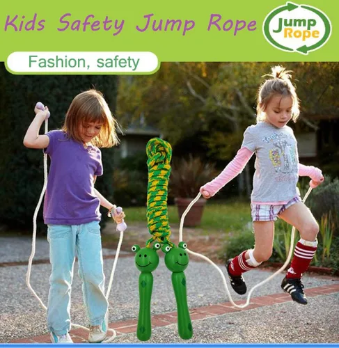 Miniatura 2 de Paquete de 4 cuerdas de saltar con asas de madera para niños, cuerda de saltar ideal para niños y estudiantes, actividades divertidas al aire libre