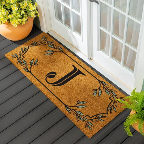 Miniatura 10 de Evergreen Flag Alfombra de puerta de fibra de coco monograma Letra B Alfombra para puerta delantera para interiores y exteriores 71x41 cm