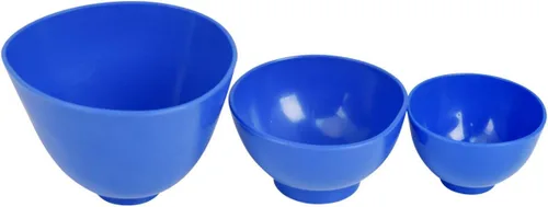 4 unids un juego de silicona flexible impresión de goma mixta de alginato tazón de fuente de mezcla dental cuencos azul