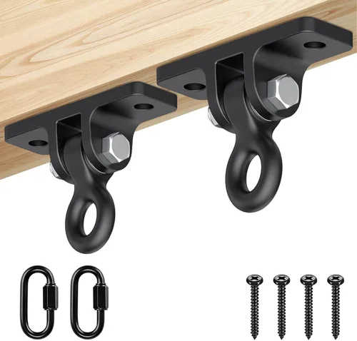 Miniatura 9 de Dolibest Colgador de columpio resistente, gancho giratorio de montaje en techo, soporte de viga de madera de rotación de 360°, sistemas de Anclaje