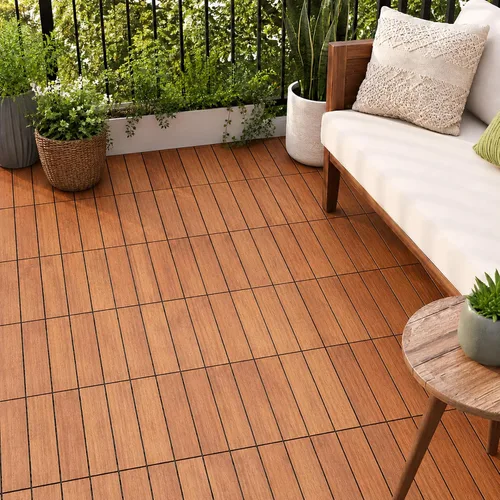 Miniatura 15 de Baldosas de madera de acacia para exteriores, baldosas de patio que se entrelazan. Moderno Gris Recto