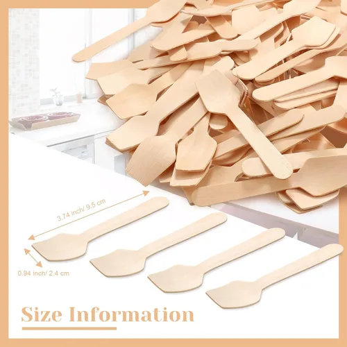Miniatura 3 de Sieral Paquete de 1000 mini cucharas de madera desechables de 3.74 pulgadas, cucharas de helado para degustar yogur, helado, postre