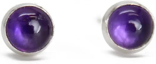 Miniatura 60 de Aretes de tuerca con piedras preciosas para mujeres y niñas, bisel redondo de 0.157 in de plata esterlina 925