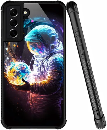 Miniatura 20 de ZHEGAILIAN Funda compatible con Samsung Galaxy S22 Ultra, funda de vidrio orgánico para niñas, mujeres y hombres, diseño de cuatro esquinas, Cabeza