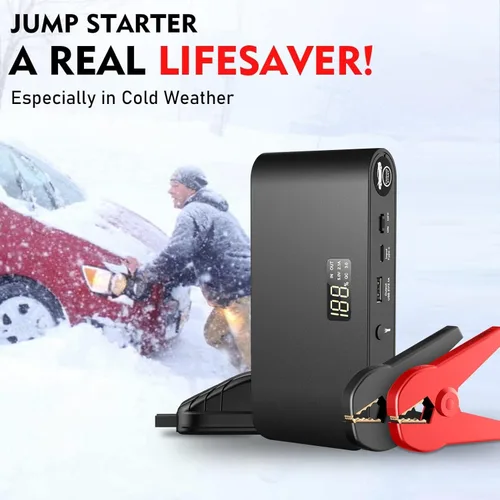 Miniatura 8 de BooKoo Arrancador de Batería de Coche 4000A, Cables de Puente de Batería Portátiles de 16000mAh para Automóviles 8L de Gasolina 7L de Motores