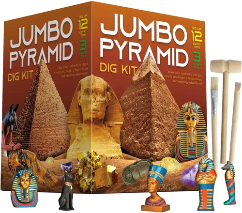 Kit de excavación de pirámides, juego de excavación de civilización egipcia antigua que incluye estuche de momia, dios del sol, gran esfinge y más,