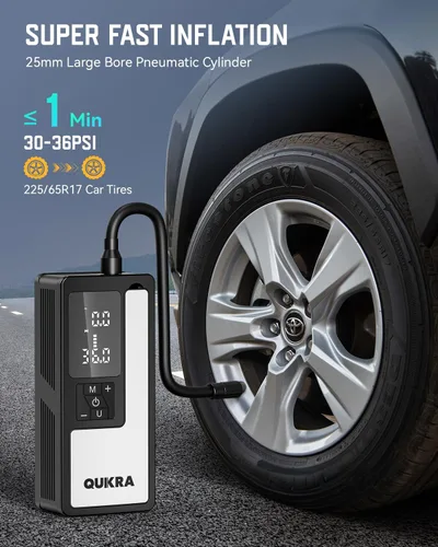 Miniatura 3 de Inflador de neumáticos P009 Compresor de aire portátil, bomba de aire 4 veces más rápida de 150 PSI, bomba de neumáticos inalámbrica de apagado