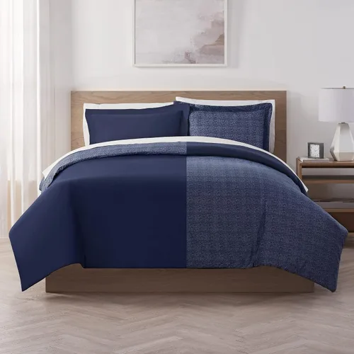 Miniatura 10 de Serta Juego de edredón reversible de 3 piezas con fundas de almohada para todas las estaciones, matrimonial/queen, éter