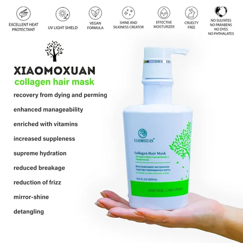 Miniatura 7 de Xiaomoxuan Juego de champú y acondicionador de árbol de té sin sulfato con máscara de colágeno para el cuidado del cabello encrespado