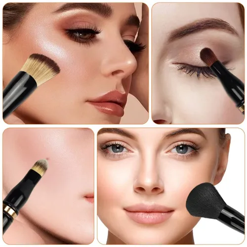 Miniatura 6 de Jilier Juego de brochas de maquillaje 4 en 1 con soporte de brochas de maquillaje para viajes, brochas de maquillaje para viajes con estuche
