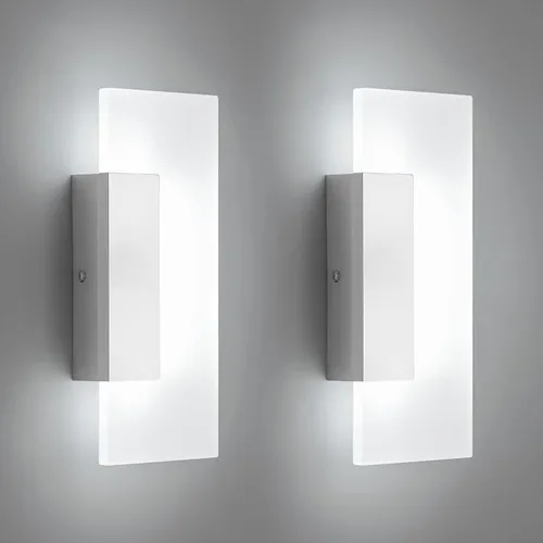 Miniatura 14 de LMQNINE Moderno aplique de pared de acrílico LED, luz blanca cálida, cromado, 6000 K, para dormitorio, pasillo, escaleras, baño, iluminación Cromo