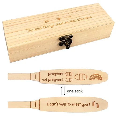 Blinking Stars Anuncios de embarazo sorpresa para papá, abuelos, tía, tío, caja de madera para prueba de embarazo positiva y caja de recuerdos,