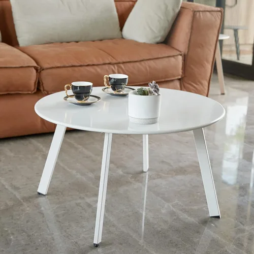Miniatura 7 de Mesa de centro para patio, mesa redonda de acero de metal para exteriores, resistente a la intemperie, mesa antioxidante (negro)