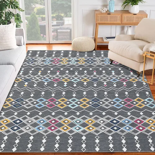 Miniatura 12 de FairOnly Alfombra bohemia abstracta de 2 x 3, para interiores y exteriores, antideslizante, lavable, alfombra pequeña para cocina, dormitorio, baño