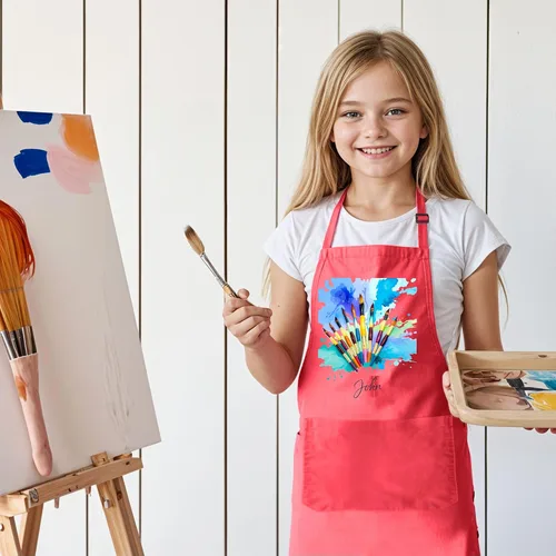 Miniatura 3 de Delantal personalizado para niños con nombre personalizado, delantal de artista para pintar y manualidades, relleno de calcetines para niños y niñas