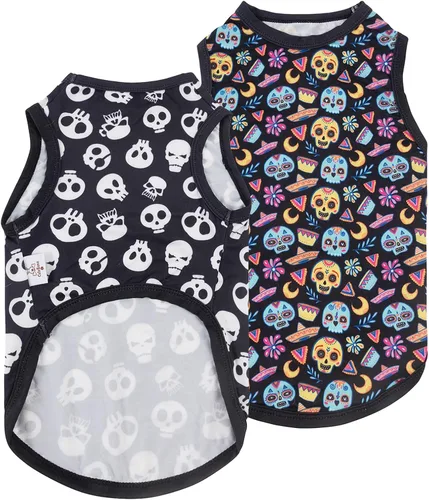 Miniatura 16 de CuteBone Camisas de Halloween para perros, paquete de 2, ropa suave para mascotas, chaleco de verano transpirable para cachorros pequeños y ropa