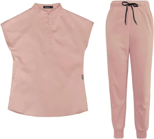 niaahinn Ropa quirúrgica de hospital para mujer, moderna, con cuello en V y pantalones de uniforme médico, varios colores