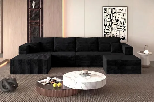 Miniatura 35 de Sofá otomano modular de pana de 28 pulgadas sin hueso, sofá otomano seccional para sala de estar, color beige