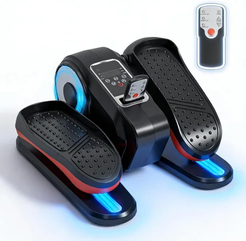 Máquina elíptica para debajo del escritorio, mini ejercitador elíptico de piernas con control remoto, 12 velocidades de nivel, silenciosa y portátil