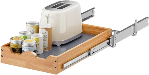 OCG Cajones extraíbles para armarios de cocina de 14 pulgadas de ancho x 21 pulgadas de profundidad, estante de cajón de madera deslizante, estantes