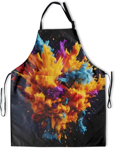 Miniatura 19 de Delantal impreso delantales de pintura de poliéster con bolsillo para cocinar cocina a la parrilla adultos