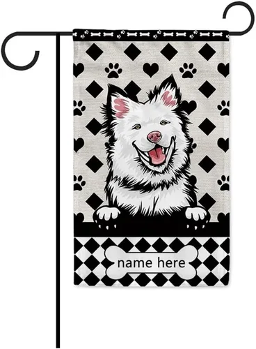 Miniatura 22 de Bandera personalizada de jardín para perro, lindo perro salchicha salchicha, lunares, búfalo, bandera a cuadros para decoración del hogar al aire