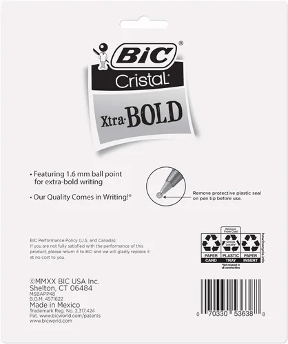 Miniatura 7 de BIC Cristal Xtra Bold Bolígrafos, punta negra (1.6mm), NUEVOS COLORES SURTIDOS, paquete de 48